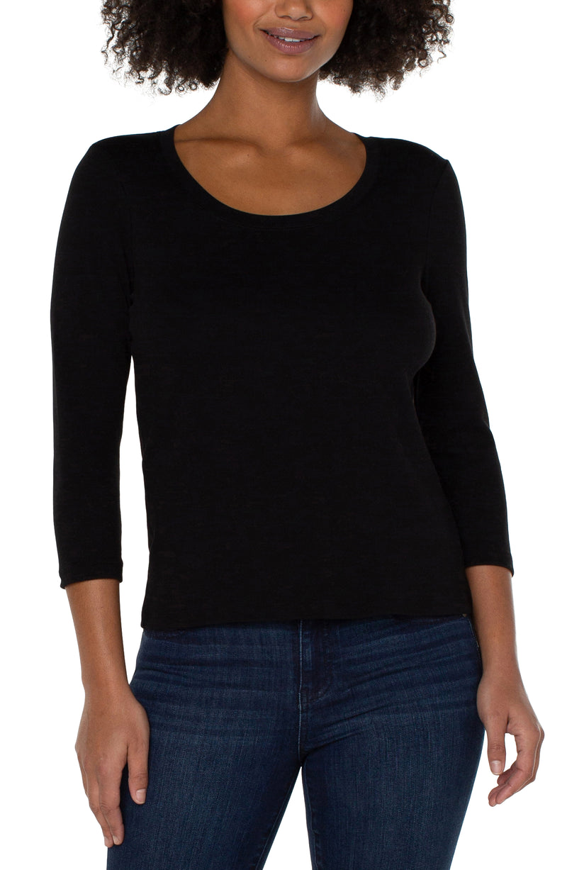 LIVERPOOL 3/4 SLEEVE SCOOP NECK KNIT TEE