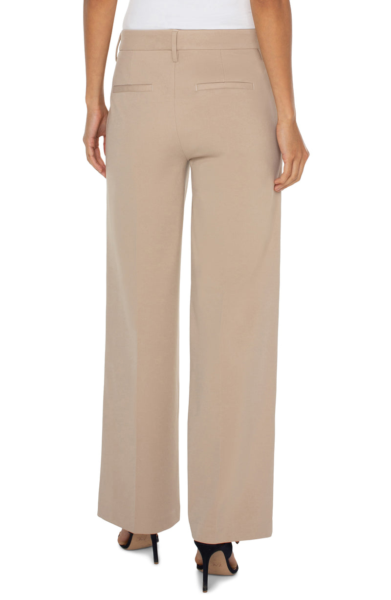 FINAL SALE LIVERPOOL - KELSEY WIDE LEG TROUSER - BISCUIT TAN
