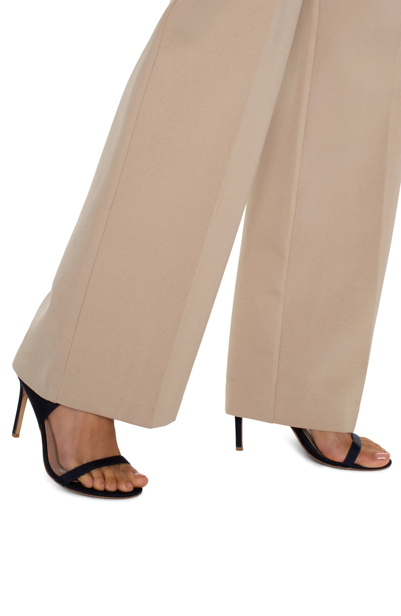 FINAL SALE LIVERPOOL - KELSEY WIDE LEG TROUSER - BISCUIT TAN