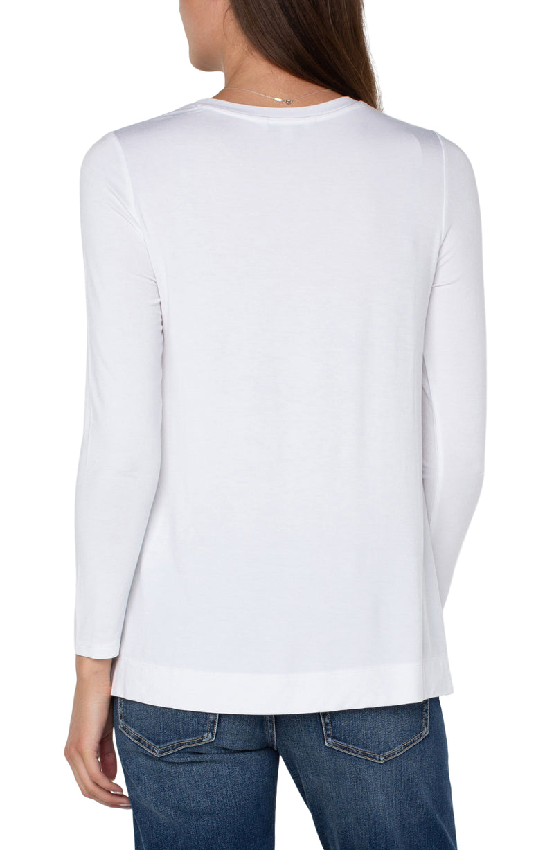 FINAL SALE LIVERPOOL LONG SLEEVE SCOOP NECK TEE - WHITE