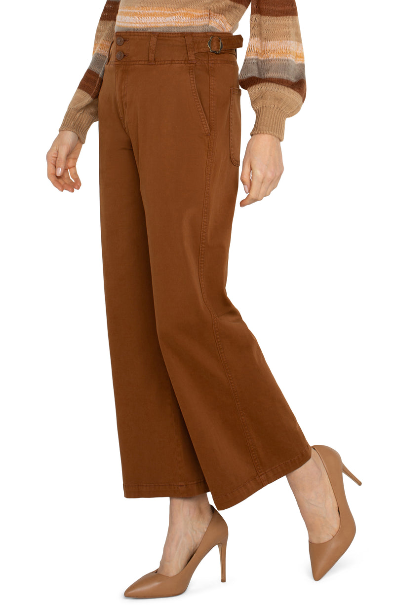 FINAL SALE LIVERPOOL HIGH RISE CINCH WAIST WIDE LEG - JASPER BROWN