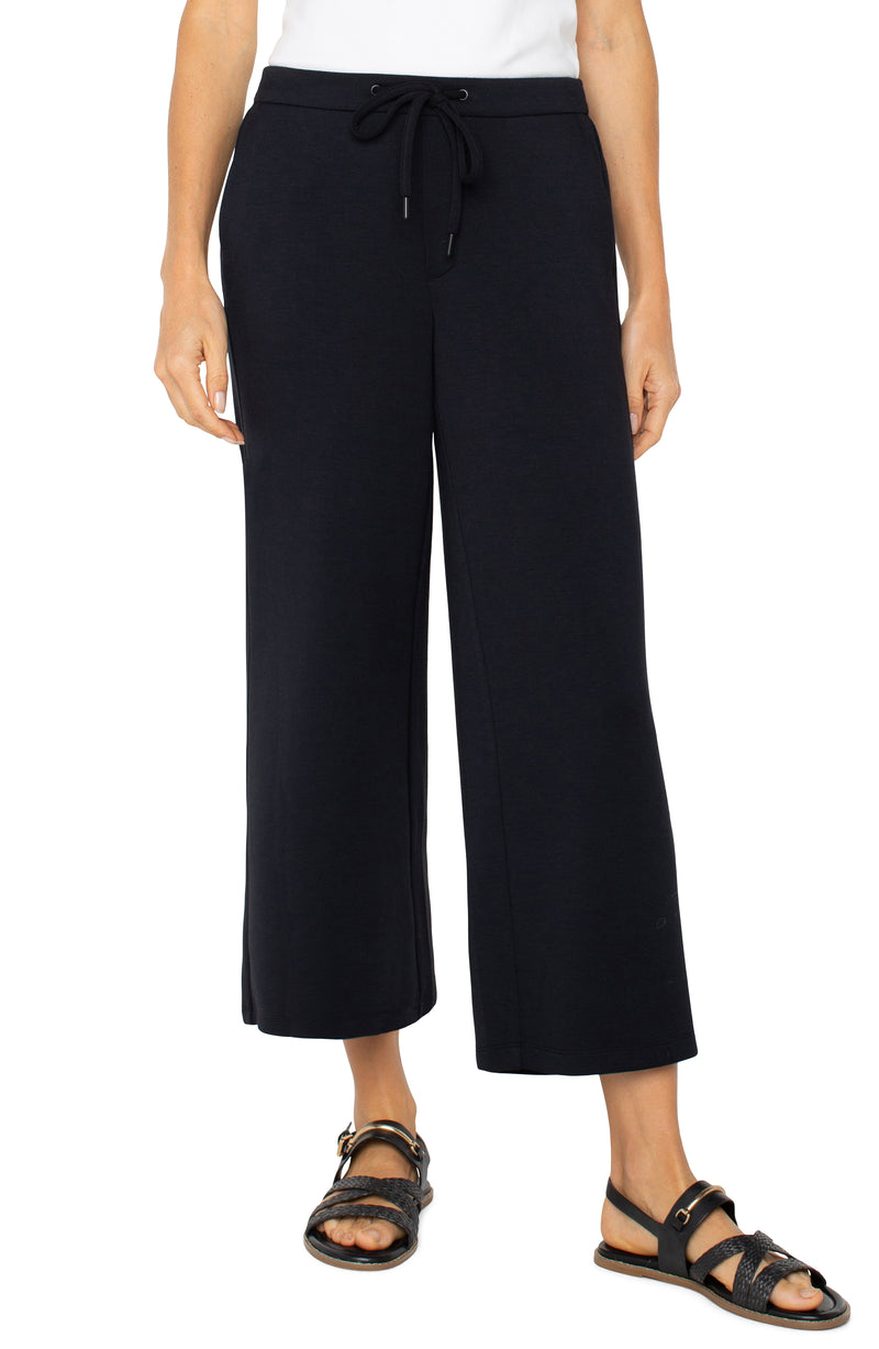 Liverpool Pull-on Wide Leg Crop - Black - Cloud 9