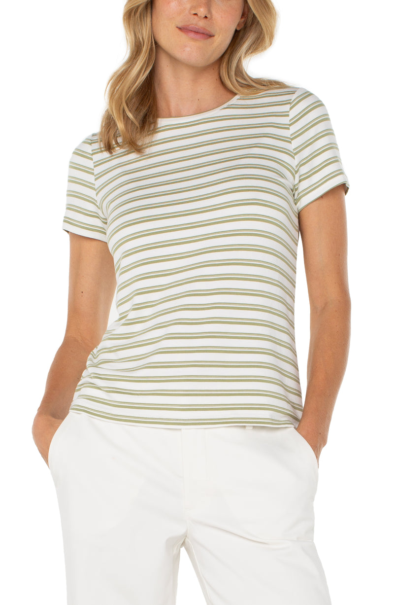 Liverpool Short Sleeve Crew Neck Classic Knit Tee - Whipped Cream Lotus