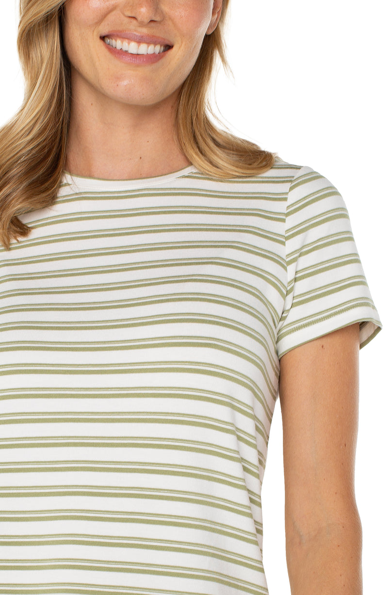 Liverpool Short Sleeve Crew Neck Classic Knit Tee - Whipped Cream Lotus