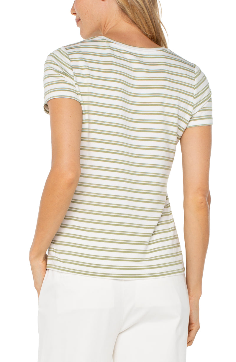 Liverpool Short Sleeve Crew Neck Classic Knit Tee - Whipped Cream Lotus