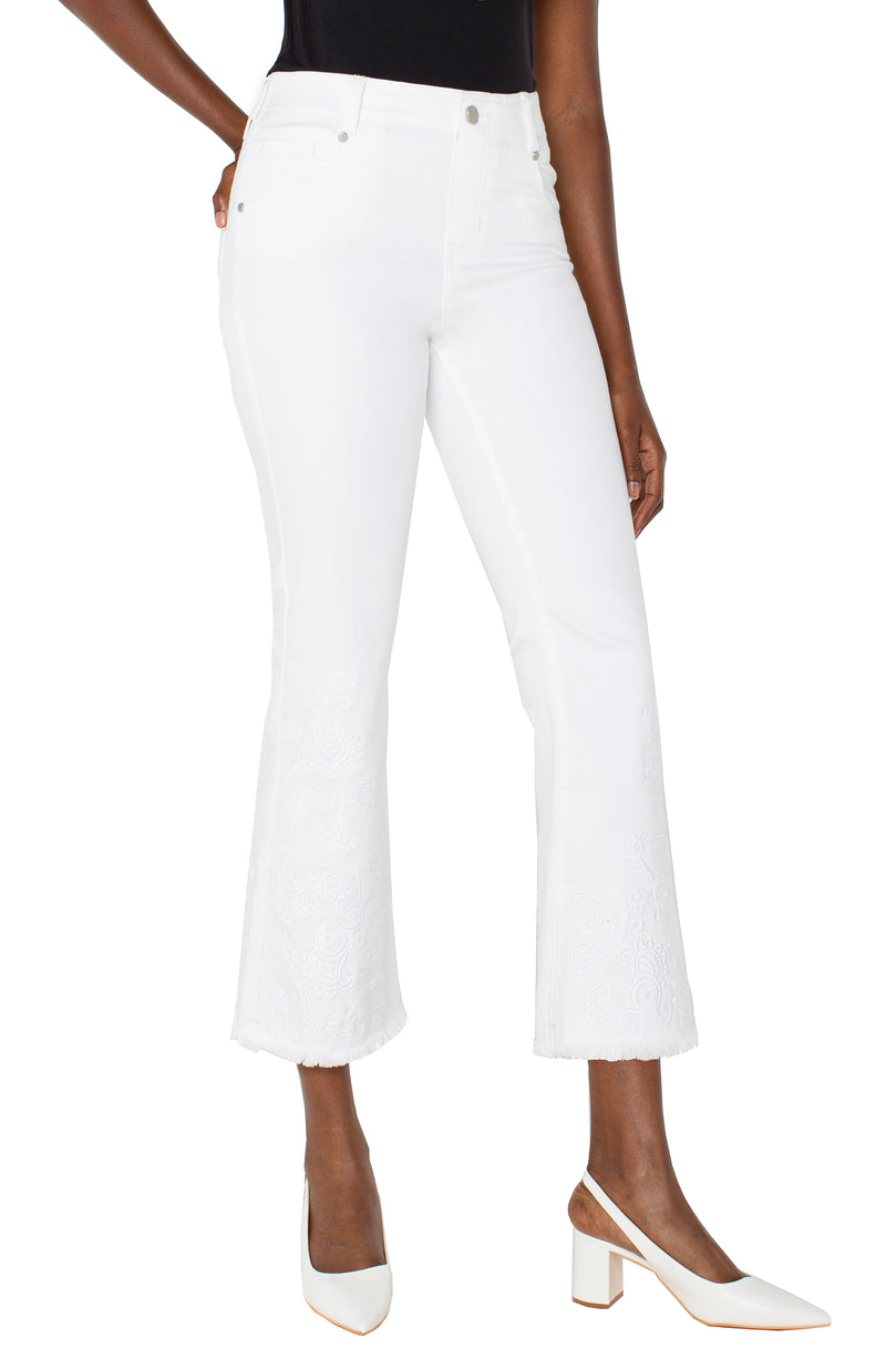 Liverpool Gia Glider Crop Flare w/Fray Hem - Bright White