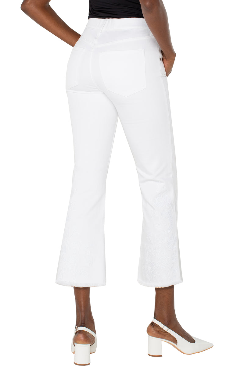 Liverpool Gia Glider Crop Flare w/Fray Hem - Bright White