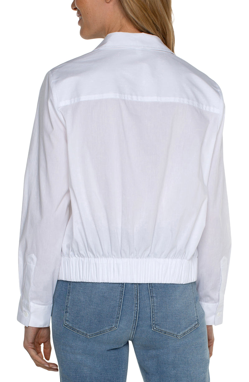 Liverpool Button Front Shirt w/ Elastic Back Waist - White