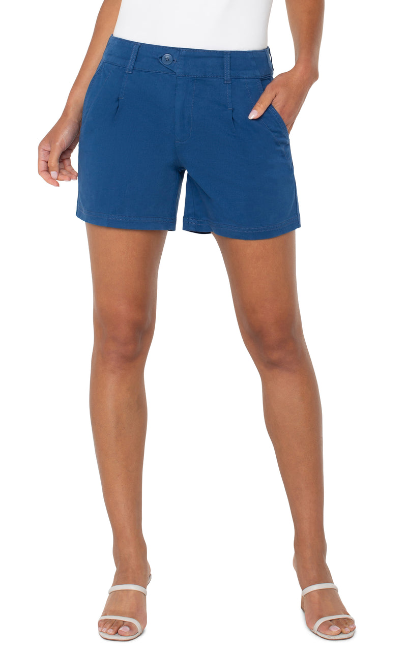 Liverpool Pleated Trouser Short - Goddess Blue