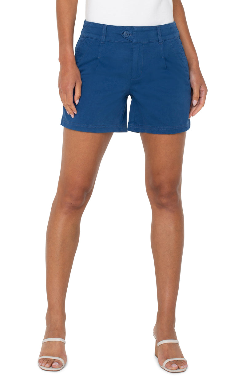 Liverpool Pleated Trouser Short - Goddess Blue