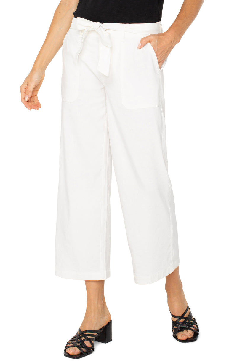 Liverpool Belted Wide Leg Crop - White