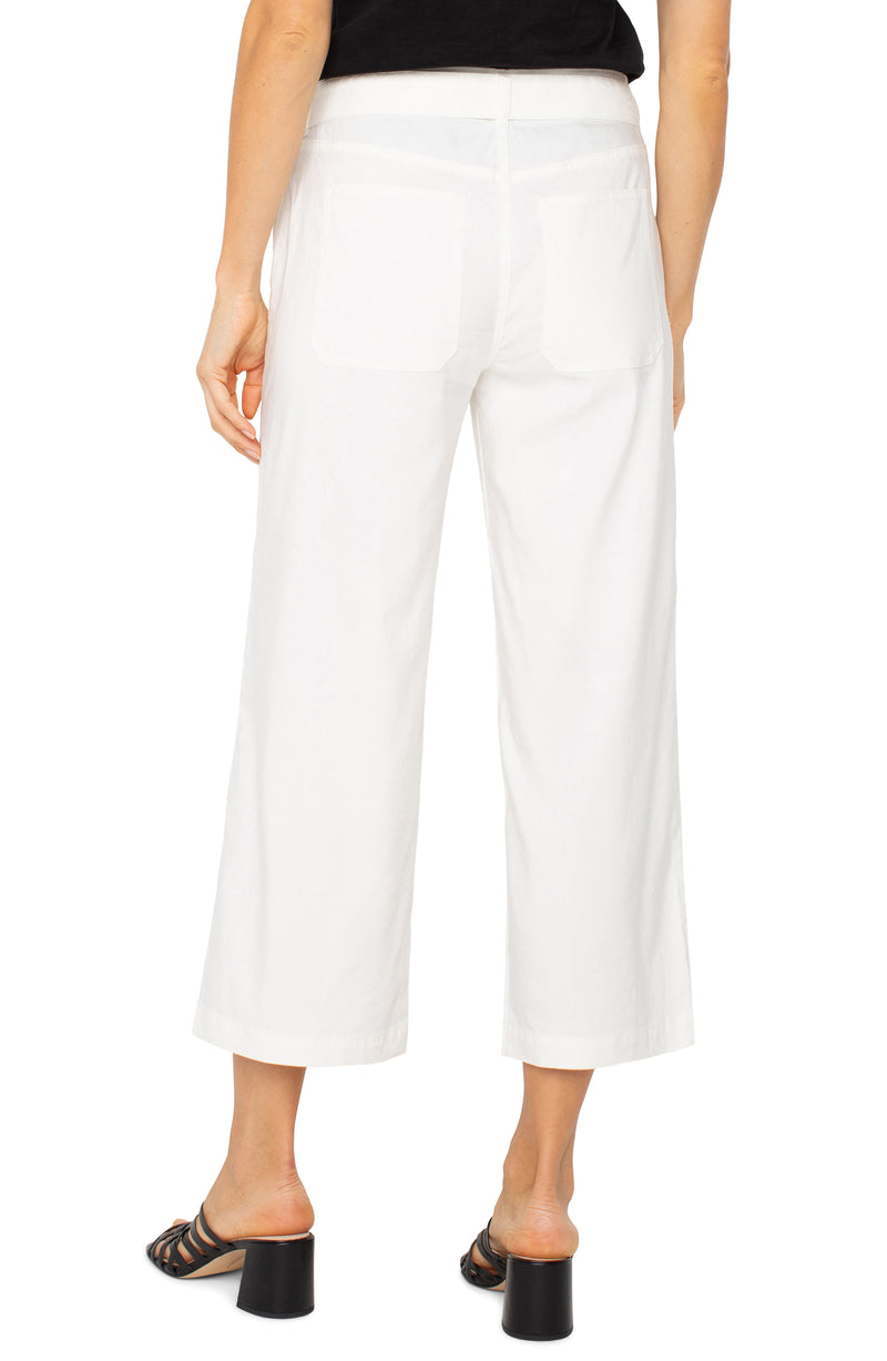 Liverpool Belted Wide Leg Crop - White