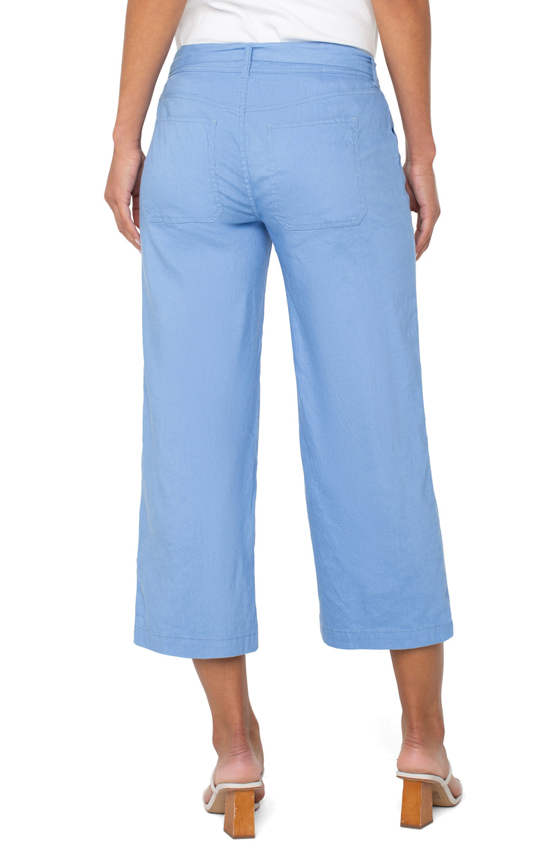 Liverpool Belted Wide Leg Crop - Chambray Blue