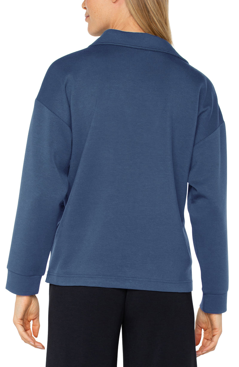 Liverpool V-neck Popover with Collar - Prussian Blue