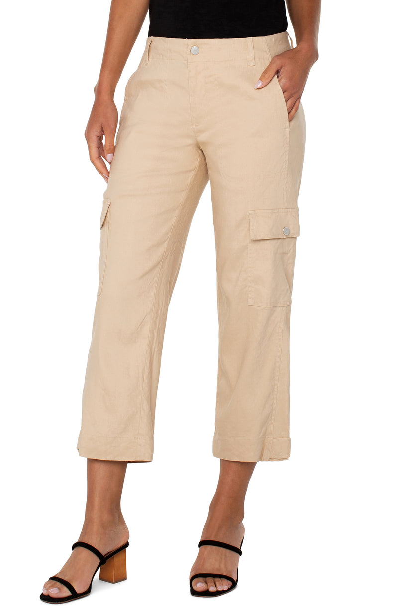 Liverpool Utility Crop w/Tab Hem & Cargo Pockets 26" - Hazelnut