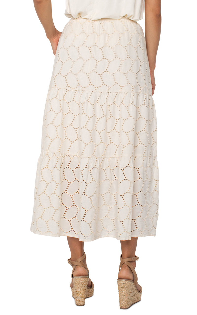 Liverpool Tiered Woven Maxi Skirt w/ Tie Waist