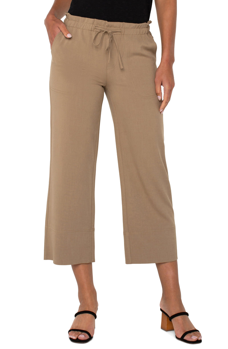 Liverpool Pull on Tie Waist Wide Leg Ankle 26" - Palo Santo