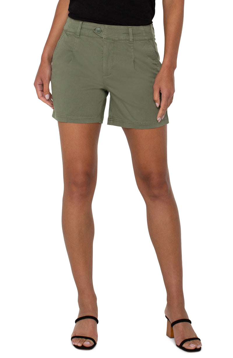 Liverpool Pleated Trouser Short - Martini Olive