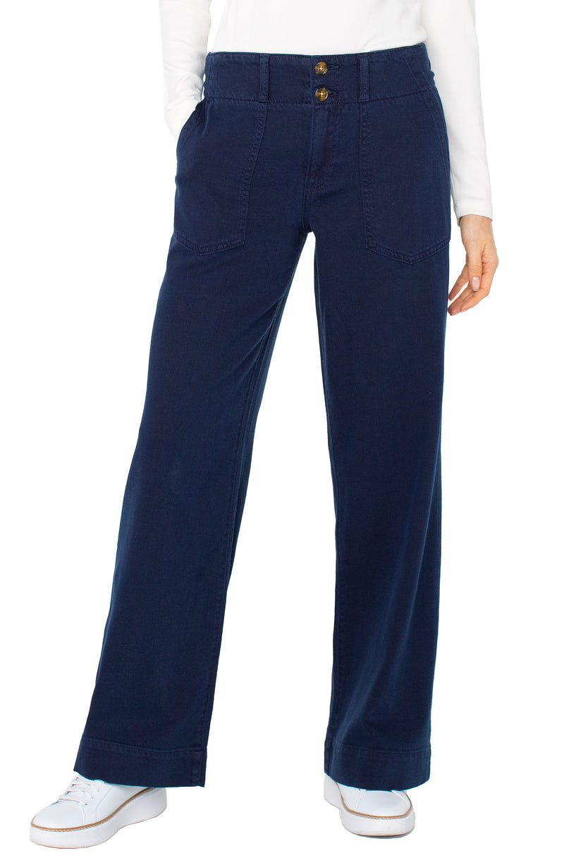 Liverpool Utility Patch Pocket Wide Leg 31" - Navy Dusk