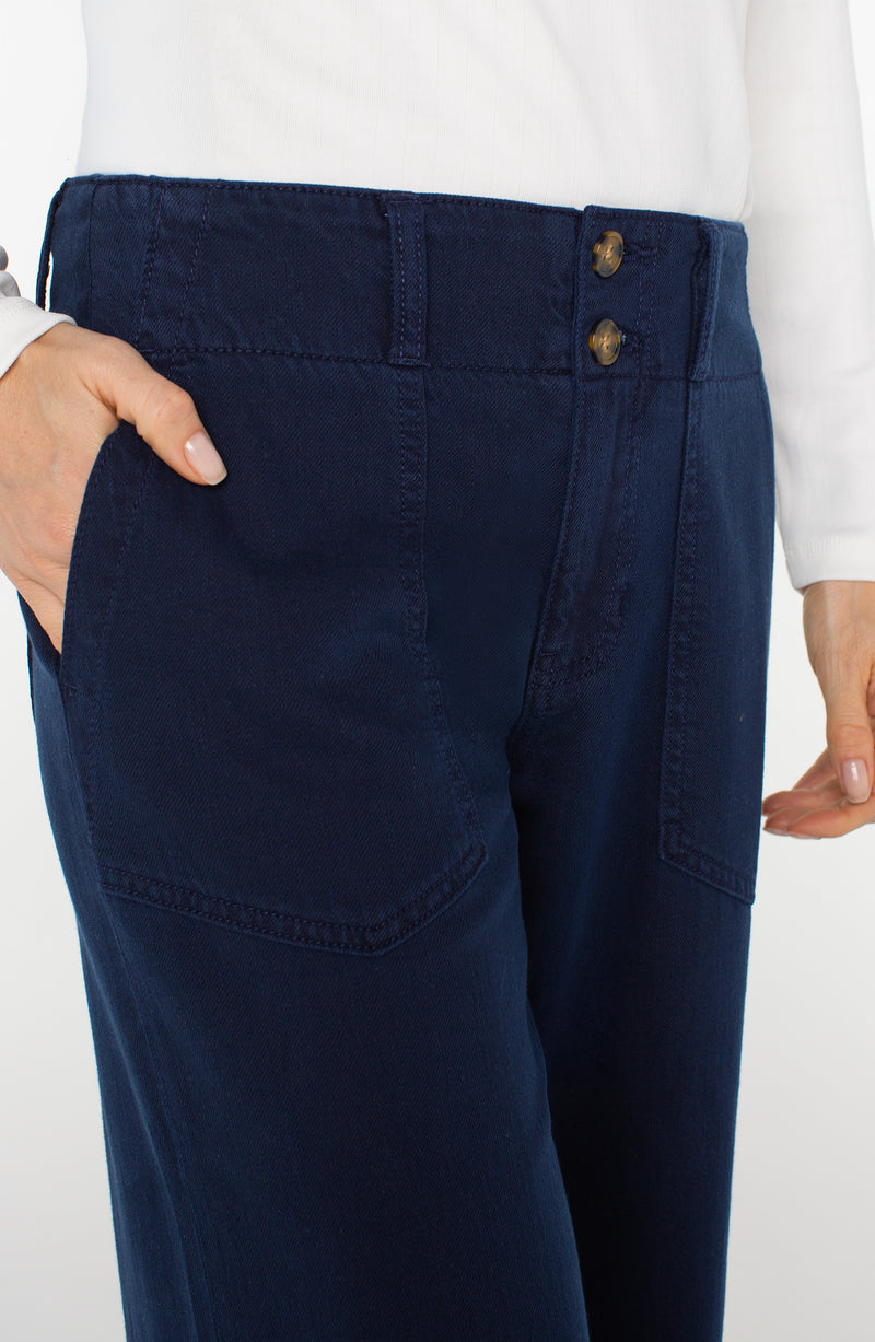 Liverpool Utility Patch Pocket Wide Leg 31" - Navy Dusk