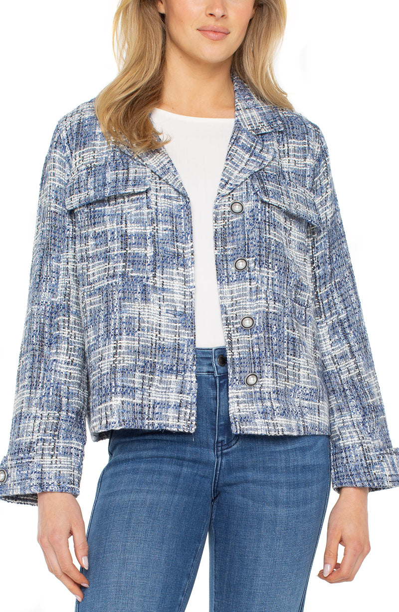 Liverpool Button Front Boxy Shacket - Blue Multi