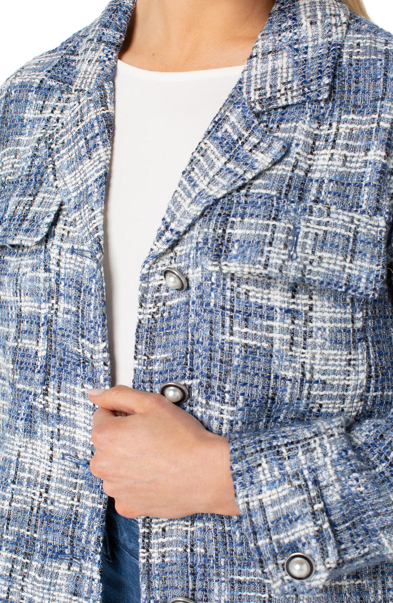 Liverpool Button Front Boxy Shacket - Blue Multi