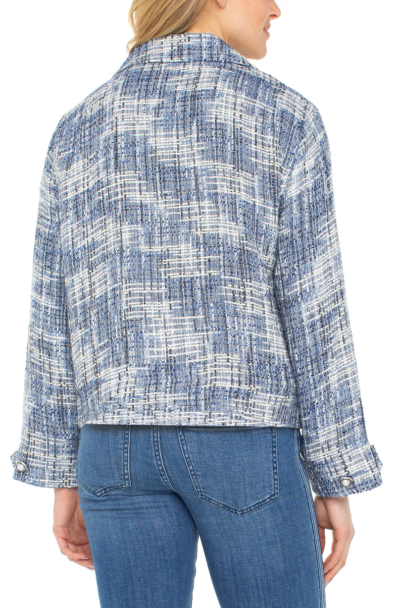 Liverpool Button Front Boxy Shacket - Blue Multi