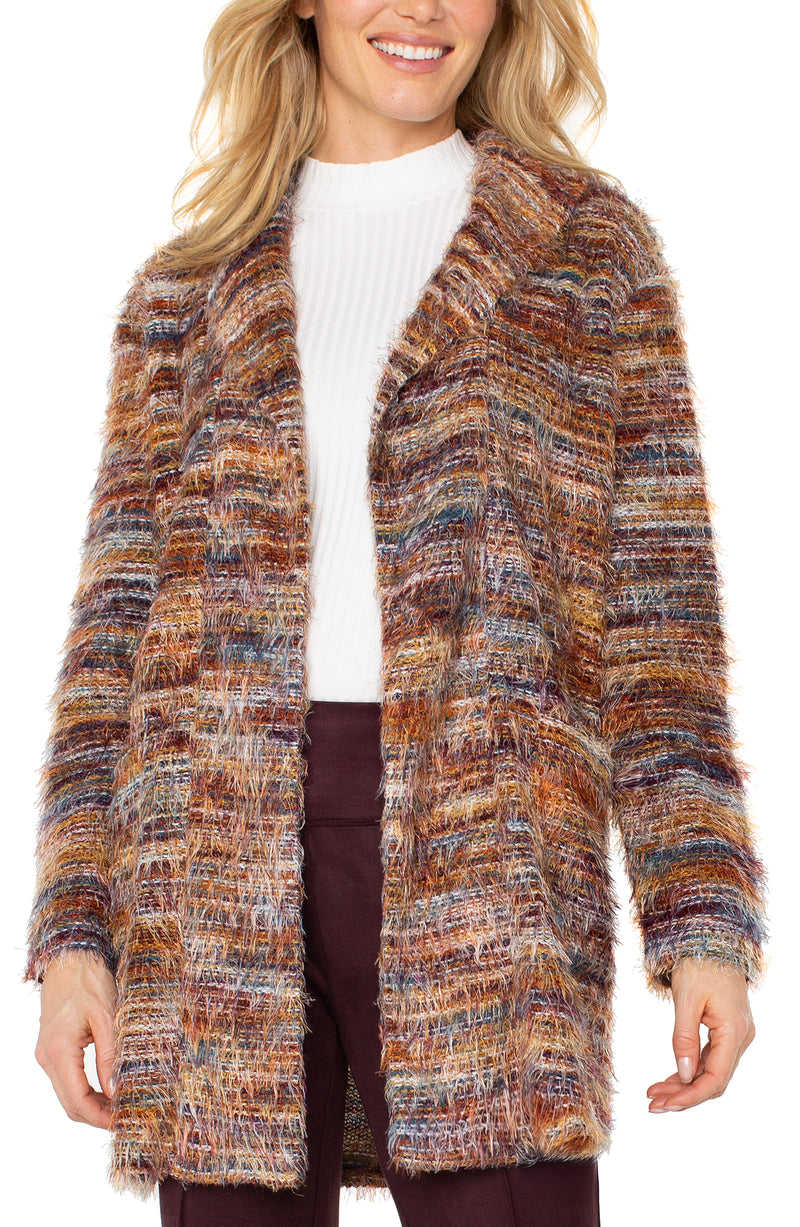 Liverpool Long Sleeve Open Front Cardigan - Multi Feather Knit