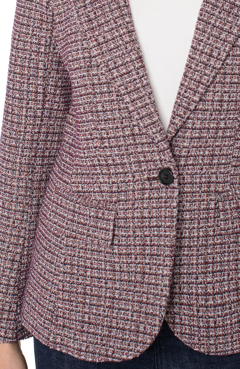 Liverpool Boyfriend Blazer w/ Removable Hood - Wine Multi
