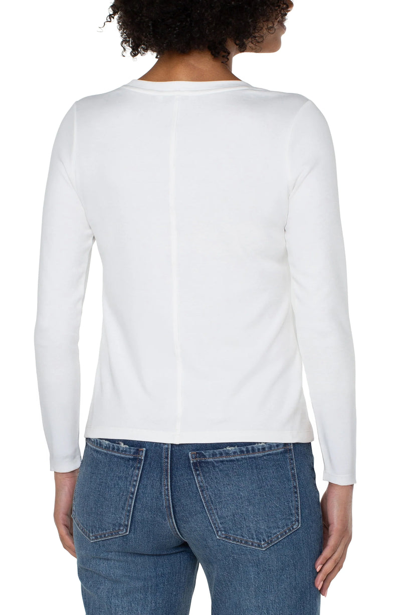 Liverpool Long Sleeve Scoop Neck Knit Top - Snow