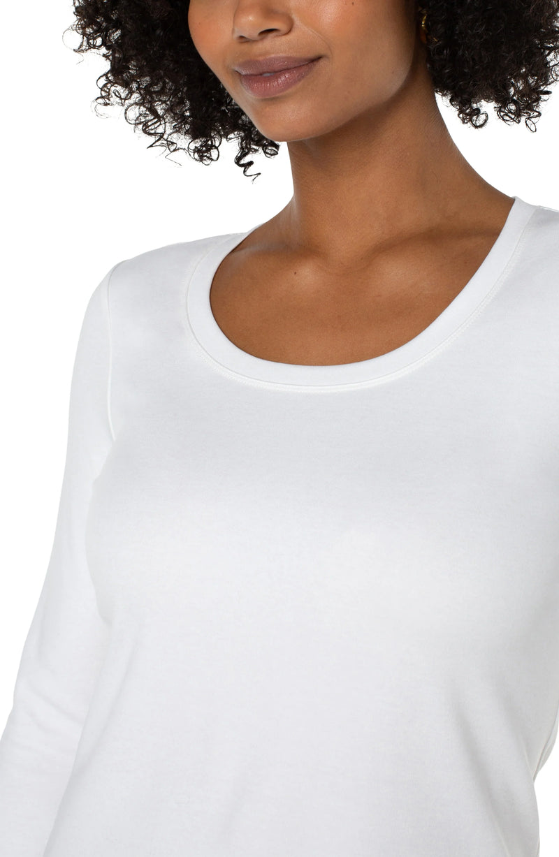 Liverpool Long Sleeve Scoop Neck Knit Top - Snow