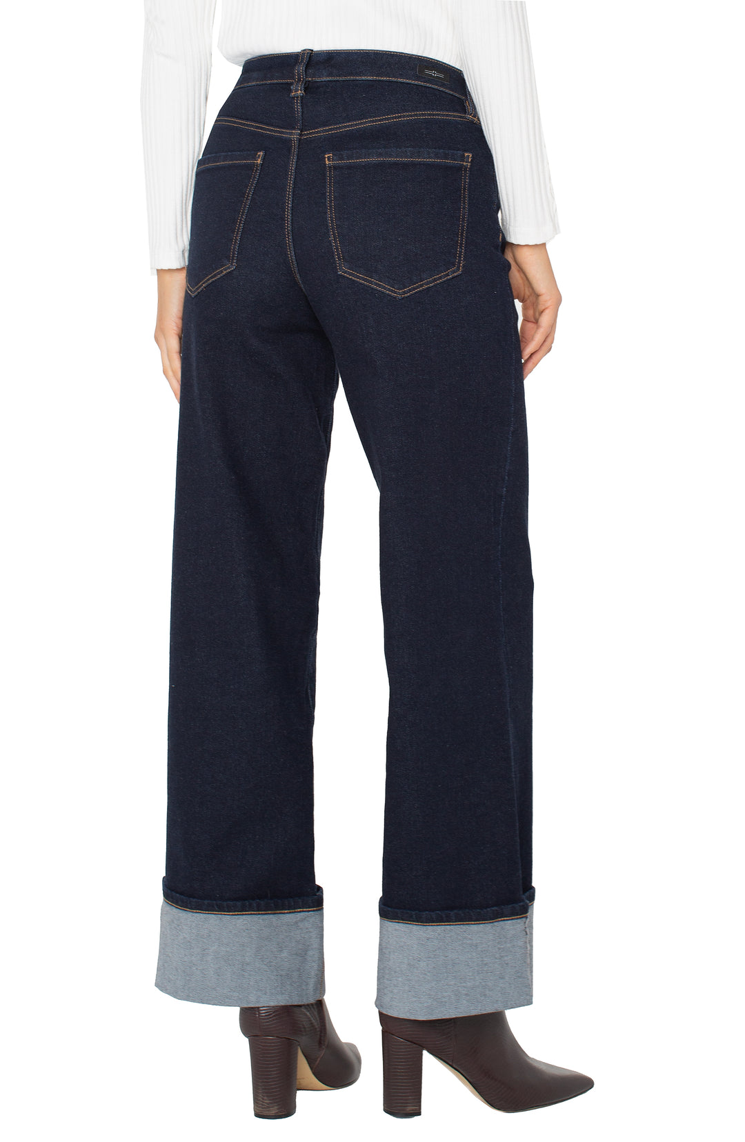 Liverpool Morgan Cuffed Wide Leg - Indigo Rinse