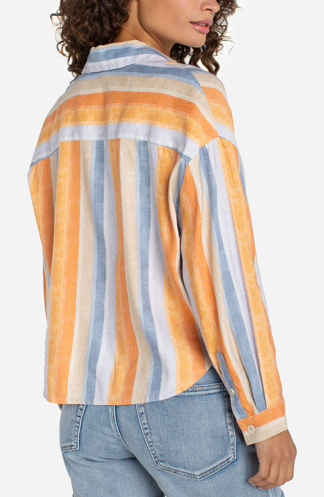 Liverpool Long Sleeve Relaxed Button Down - Multi Stripe