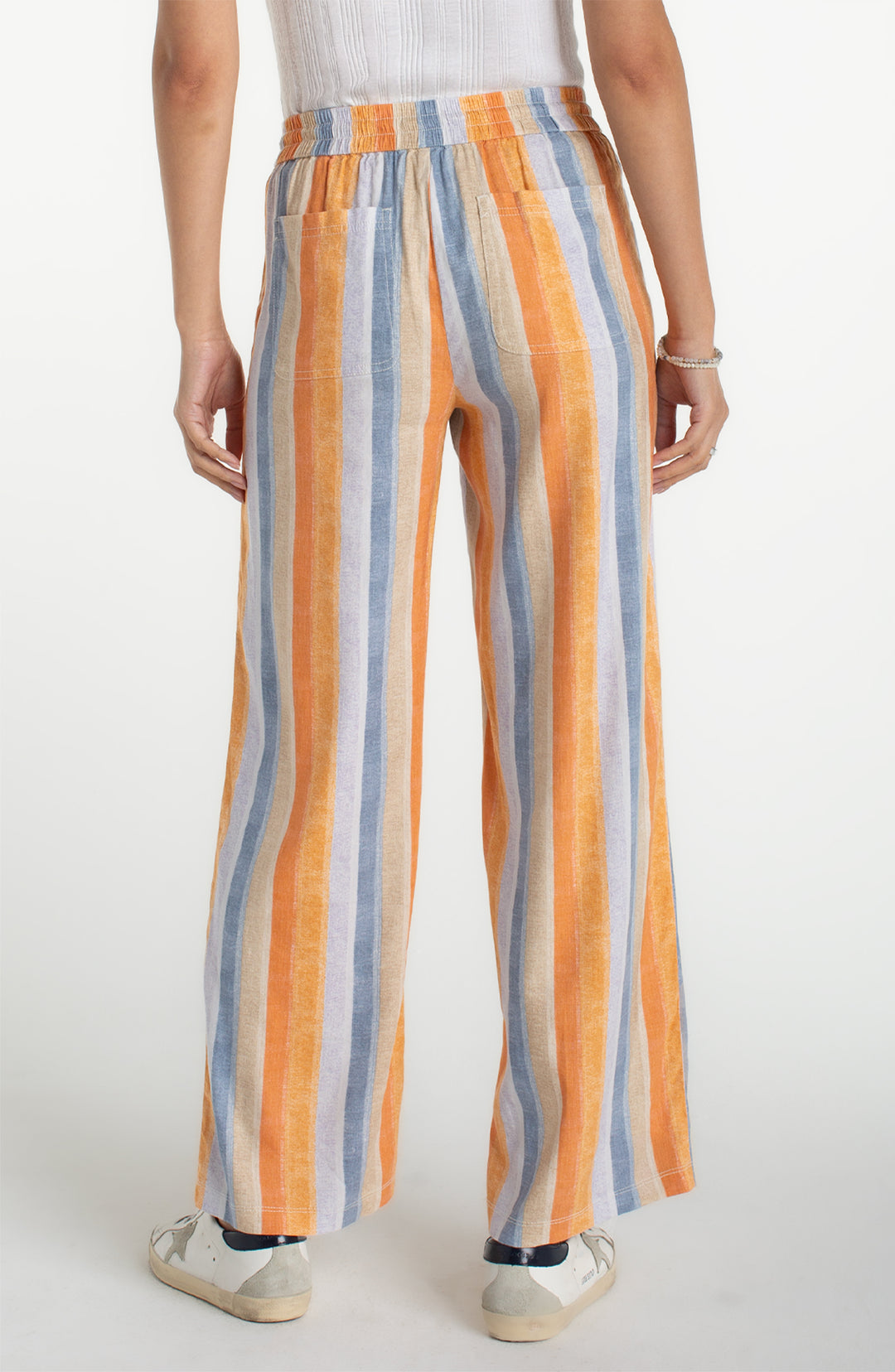 Liverpool Pull On Drawstring Wide Leg - Multi Stripe