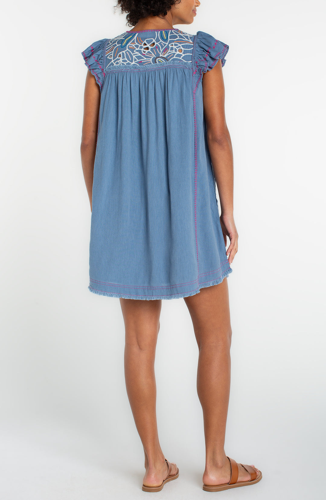 Liverpool Flutter Sleeve V-Neck Dress - Slate