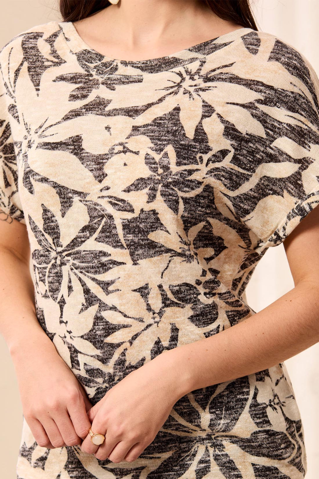 Tribal Cap Sleeve Wear Two Ways Top Coco Milk