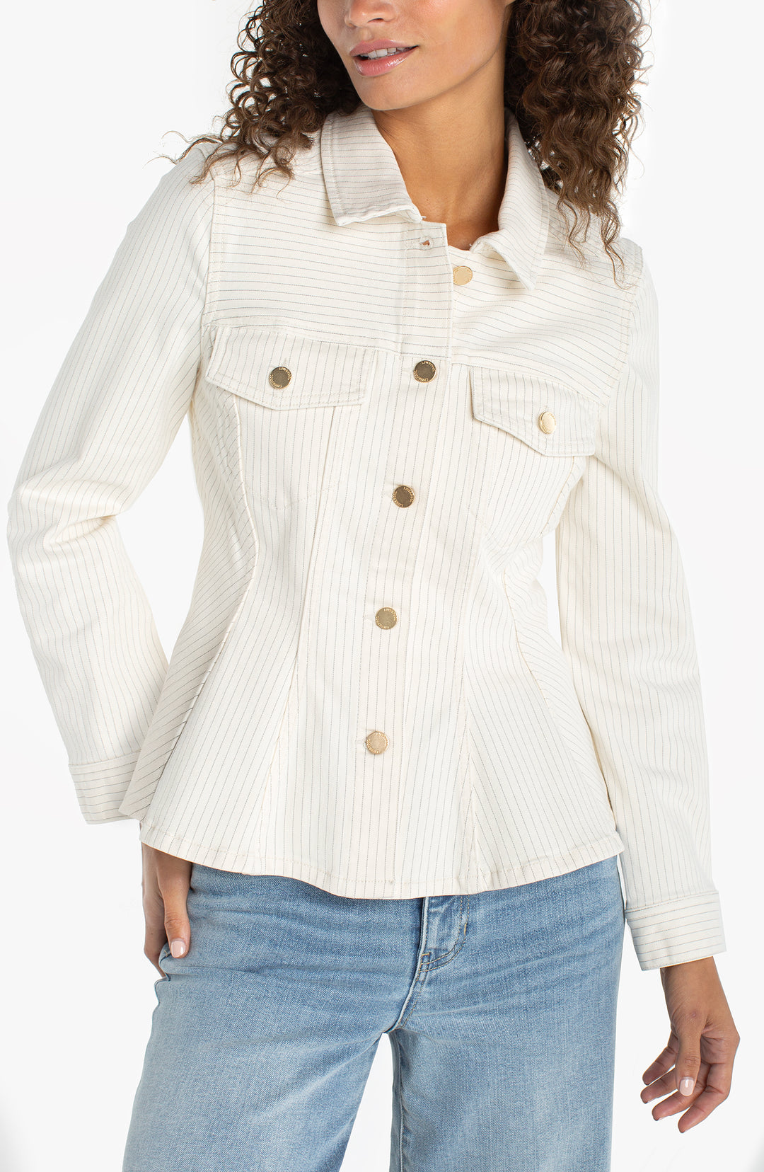 Liverpool Fit And Flare Trucker Jacket Nautical Stripe