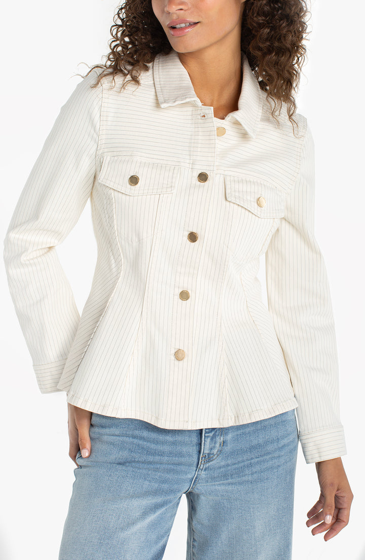 Liverpool Fit And Flare Trucker Jacket Nautical Stripe