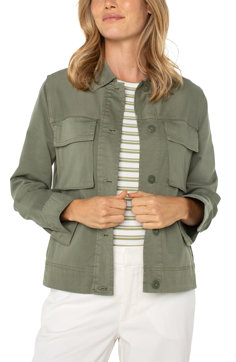 Liverpool Button Front Cargo Jacket - Martini Olive