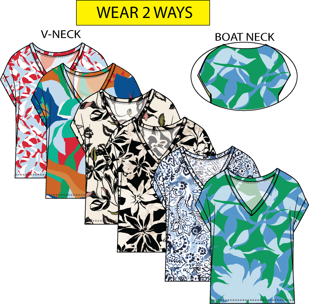 Tribal Cap Sleeve Wear Two Ways Top Coco Milk