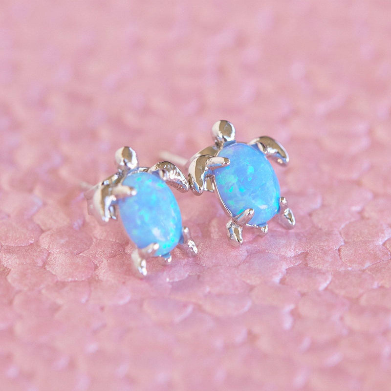 Pura Vida Opal Sea Turtle Silver Earrings
