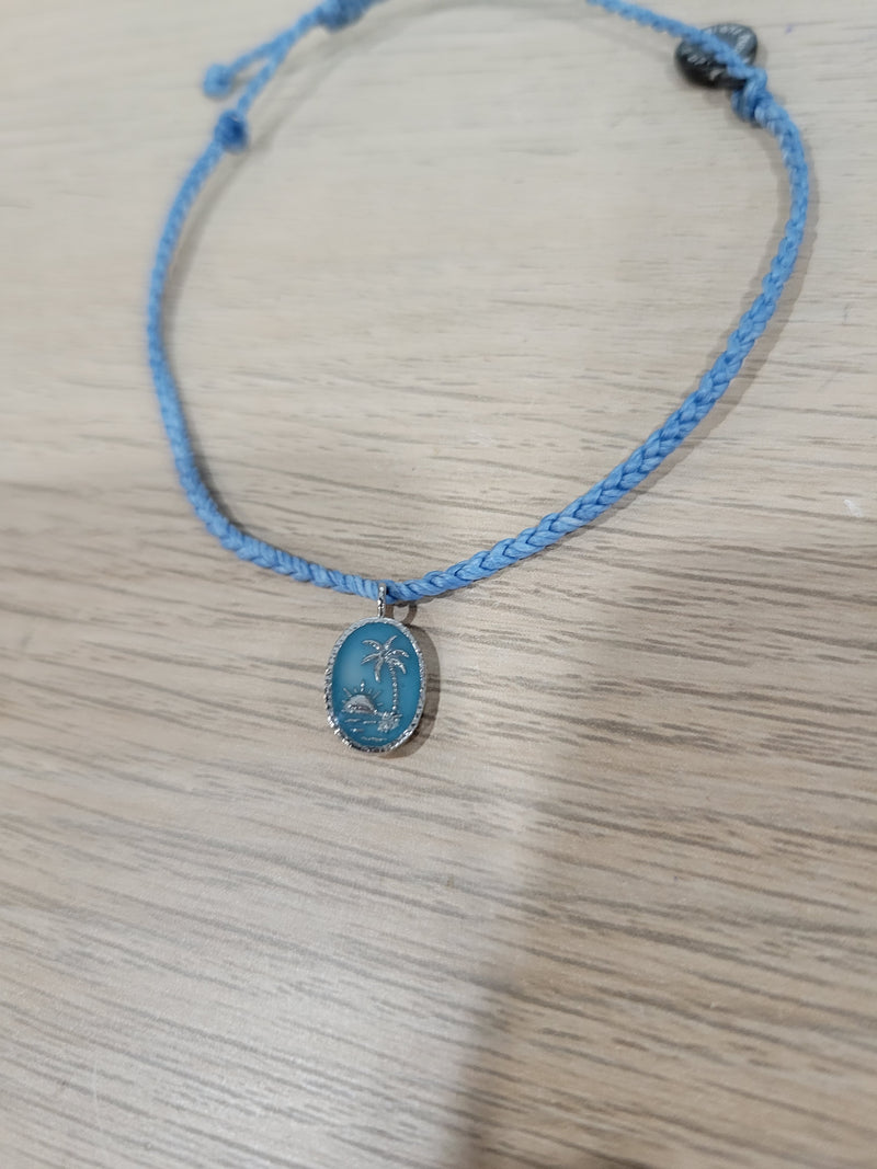 Pura Vida Jeweled Palm Silver Bracelet - Pale Blue