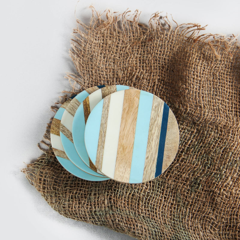 MDF with Resin Striped Coasters - Set of 4