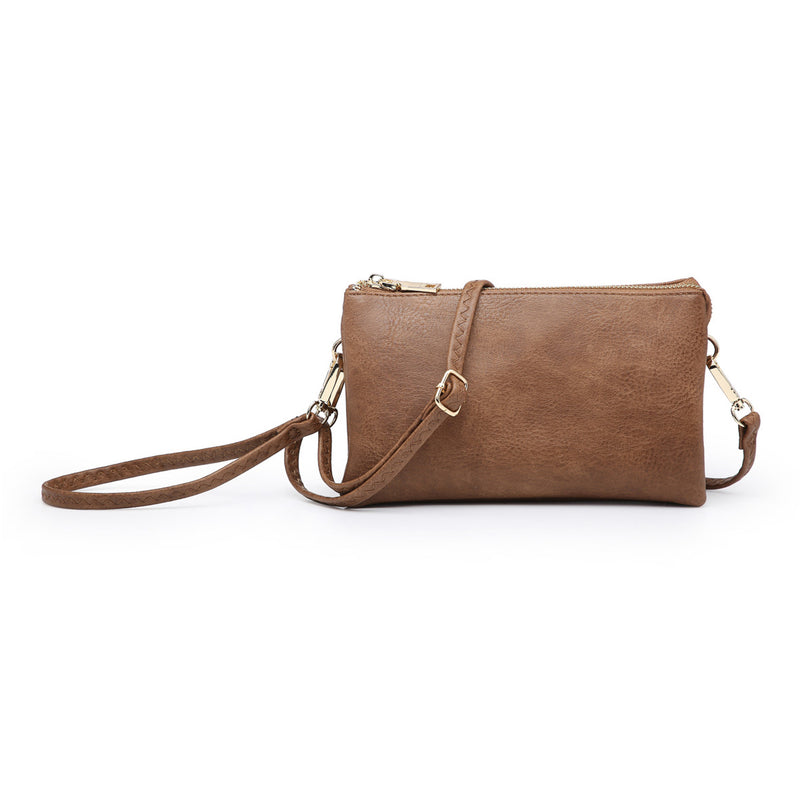 Three Compartment Crossbody/Wristlet - Chestnut