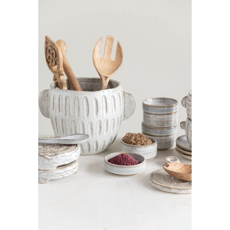 FINAL SALE Round Stoneware Stackable Container Set