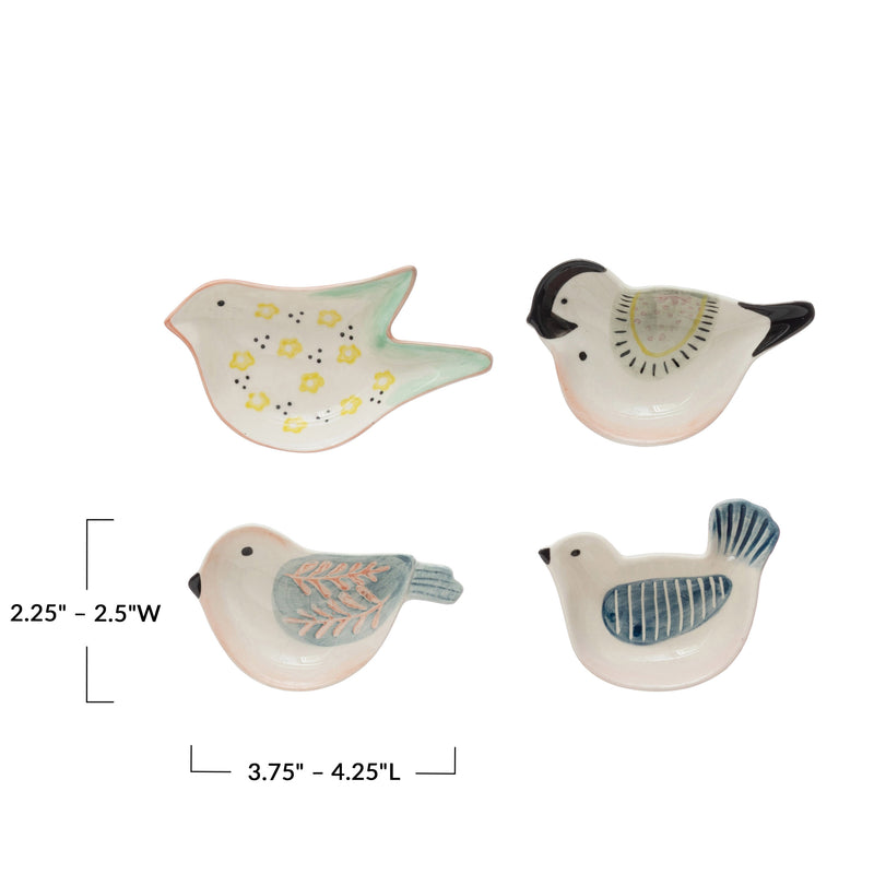 Hand-Painted Stoneware Bird Shaped Dish, 4 Styles