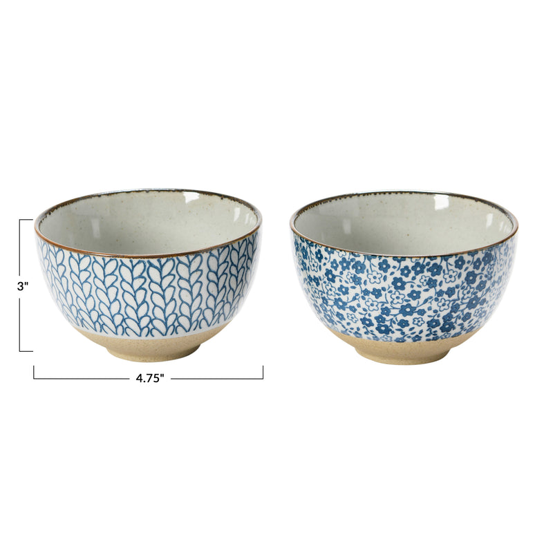FINAL SALE Handpainted Stoneware Bowls - 2 Styles