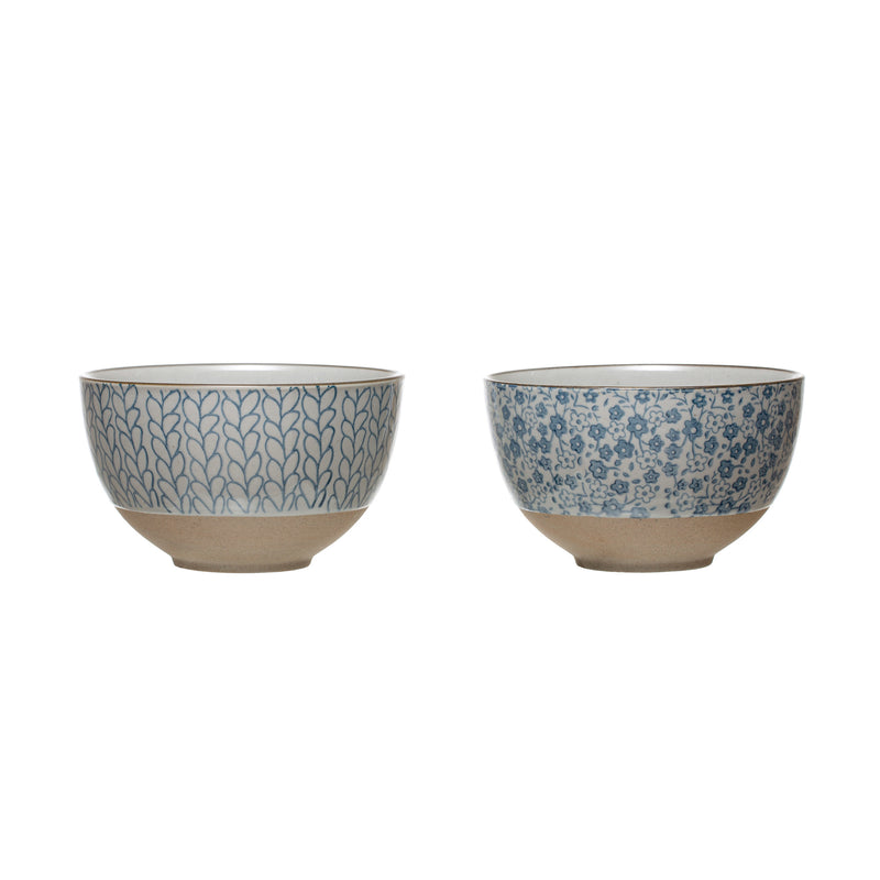 FINAL SALE Handpainted Stoneware Bowls - 2 Styles