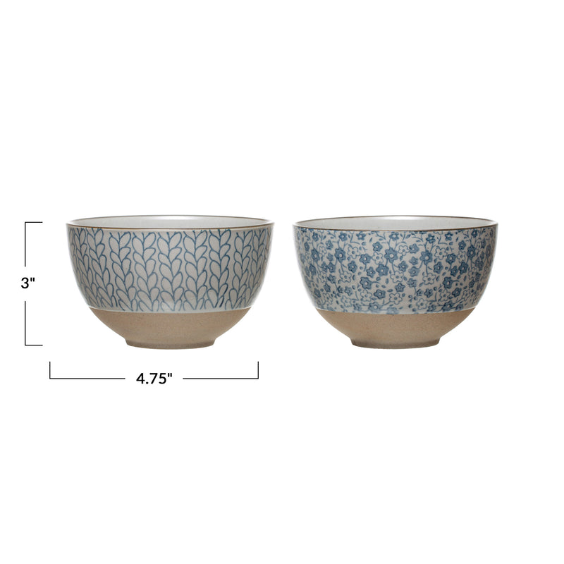 FINAL SALE Handpainted Stoneware Bowls - 2 Styles