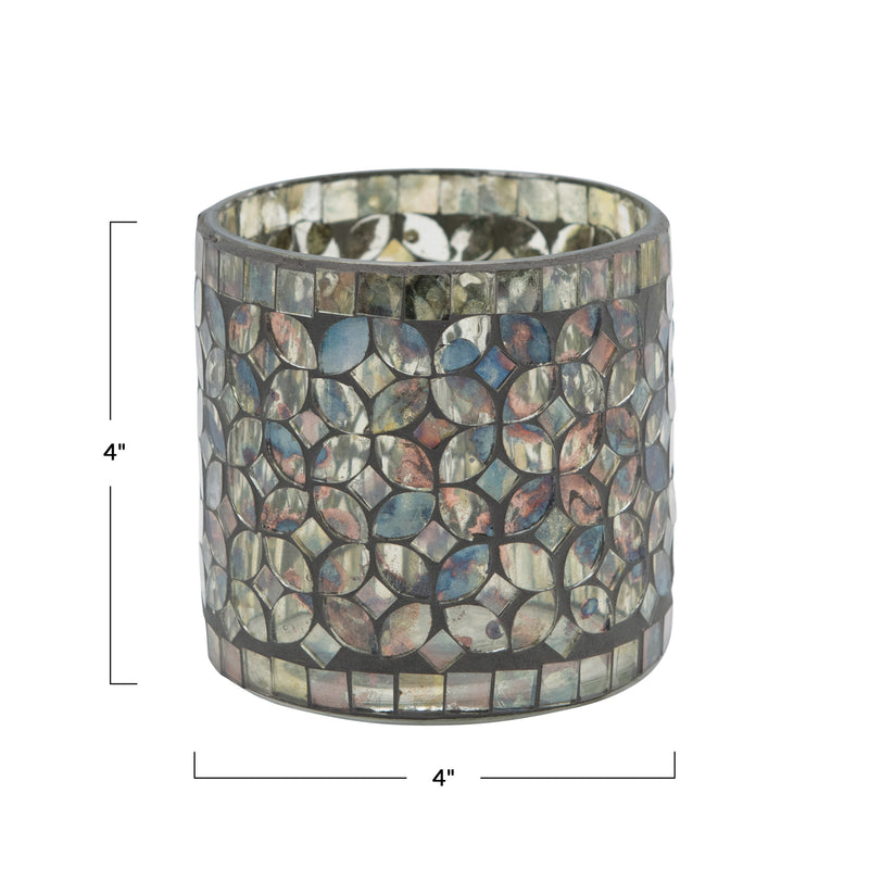 FINAL SALE Mosaic Mercury Glass Votive Holder